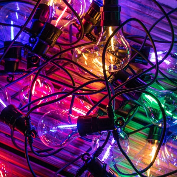 Samuel Alexander Set of 20 Indoor Outdoor Connectable Festoon Lights with Multi-Coloured LEDs