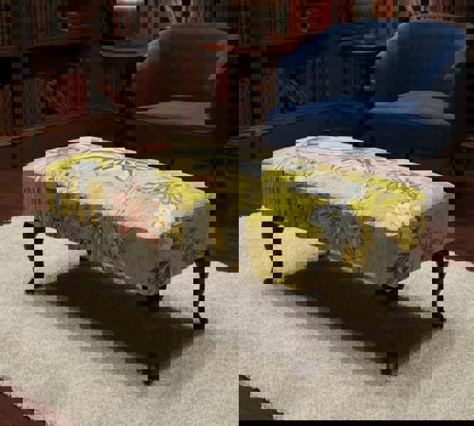 Premium Zen floral pouffe footrest with memory foam cushion - ISTOOLS