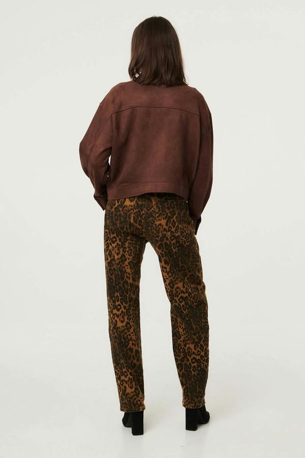 Brown | Faux Suede Pocket Front Relaxed Jacket