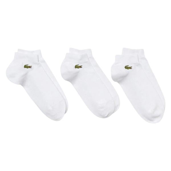 Lacoste Mens Embroidered Logo Trainer Socks (Pack of 3) - White - 
