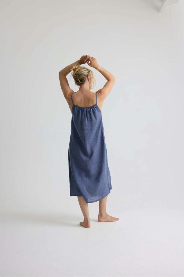Pretty You London Linen Midi Dress In Folkestone Grey