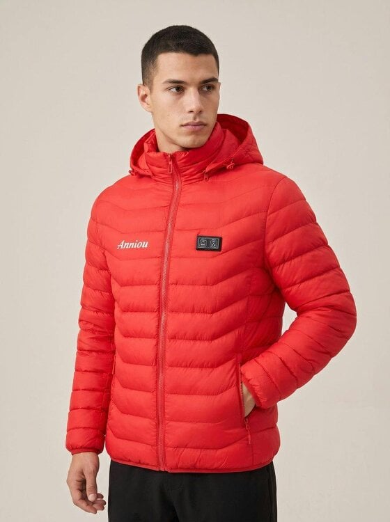 Anniou Men's Heated Puffer Jacket - red