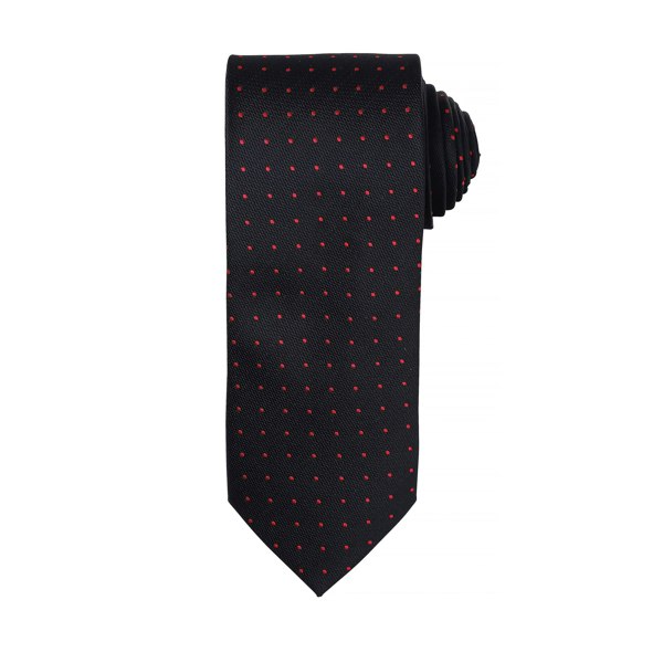 Premier Mens Micro Dot Pattern Formal Work Tie - Black/ Red