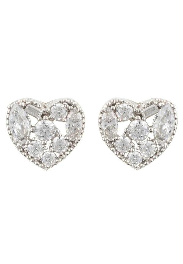 Heart Sparkling Stud Earrings Silver - LATELITA Earrings