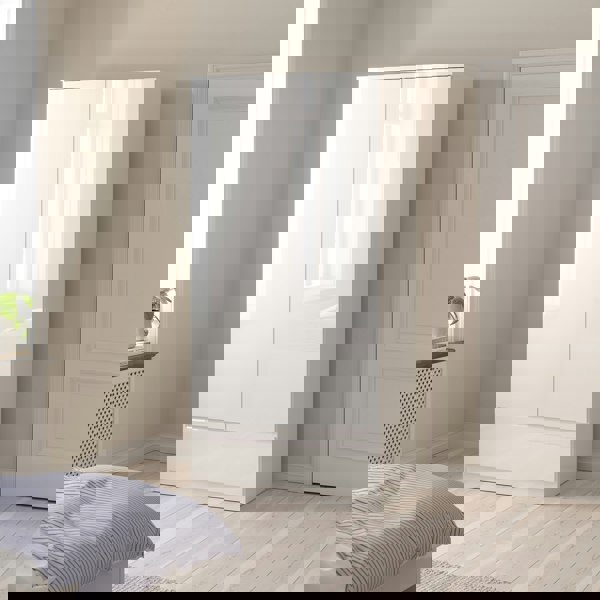 Furniture To Go Naia Wardrobe with 2 doors + 1 drawer in White High Gloss