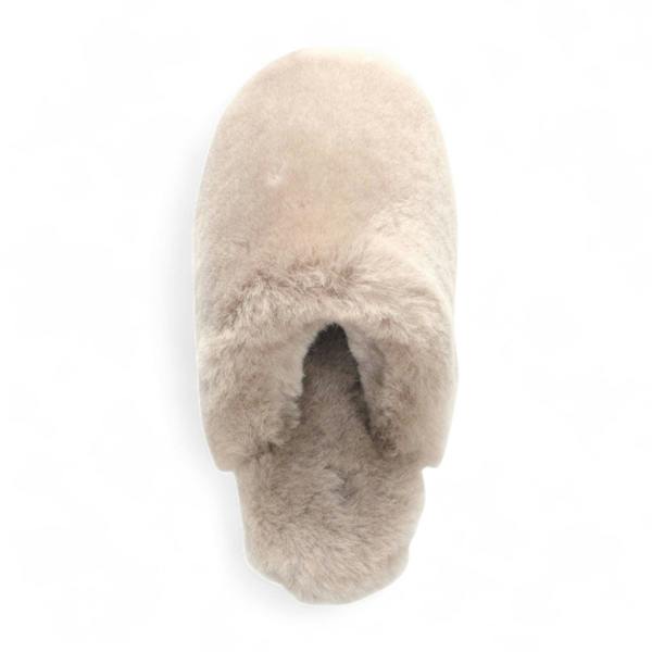 Infinity Leather Women's Sheepskin Slippers Taupe Warm Winter Fur Mule - Aurora