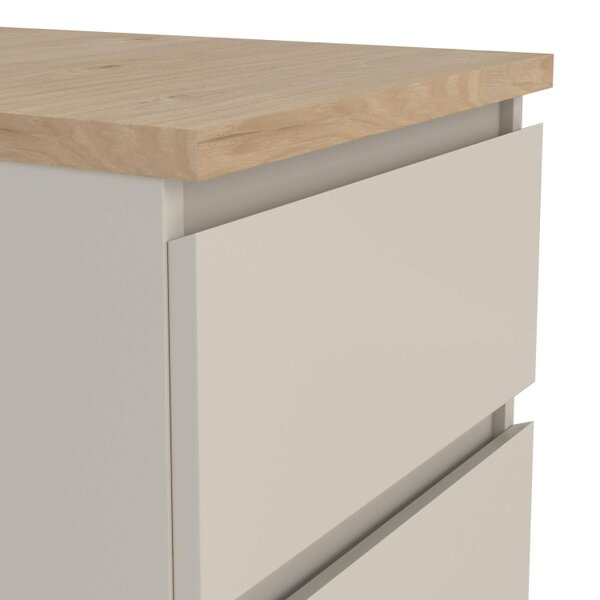 Wyld Haus Budapest Cream and Natural Oak Effect Wood Bedside Table 2 Drawers