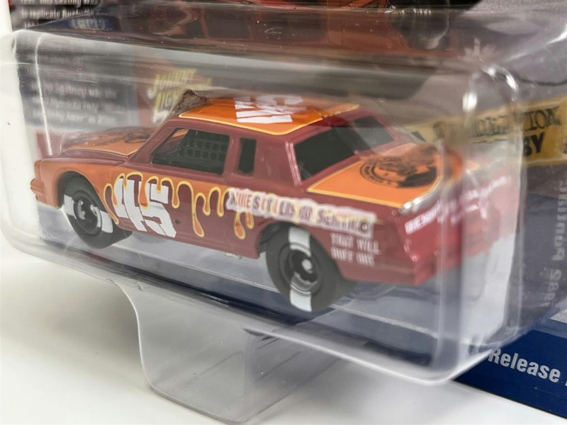 Johnny Lightning 1982 Pontiac Grand Prix Stock Car 6 Cans of Deep Red with Orange 1:64 Scale JLSF024B