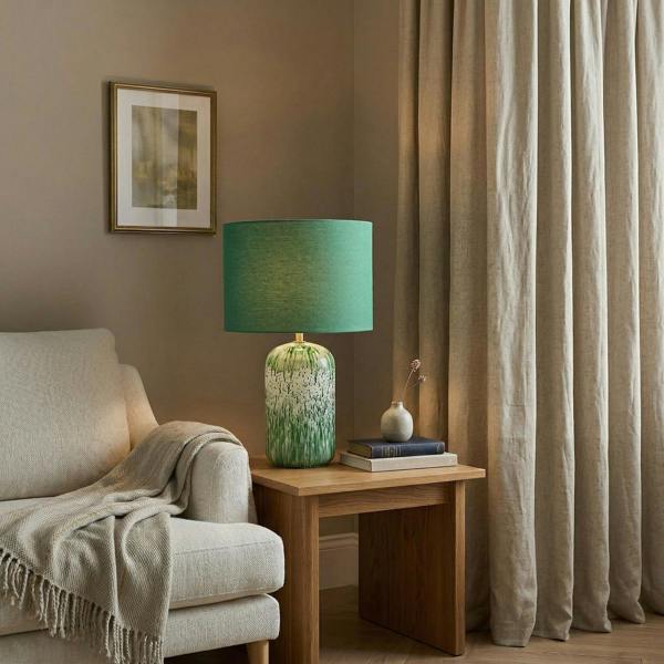 Modern Emerald Green Marble Drip Snowflake Glass Table Lamp with Shade Image 6