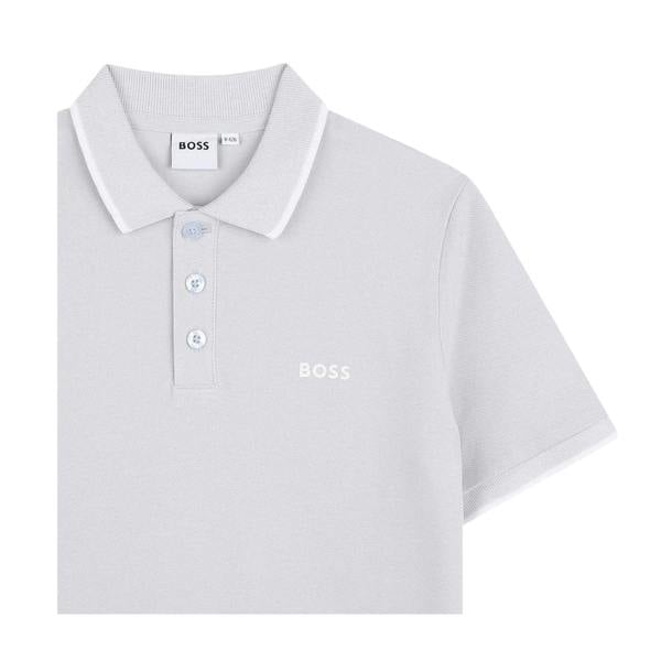 Boss Childrens/Kids Contrast Tipped Short-Sleeved Polo Shirt - Pale Blue - 