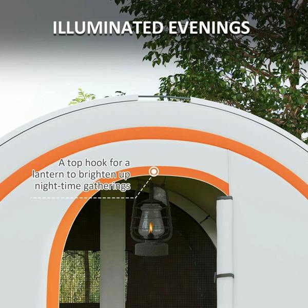 Tent canopy arch with top hook for lantern and hanging light area
