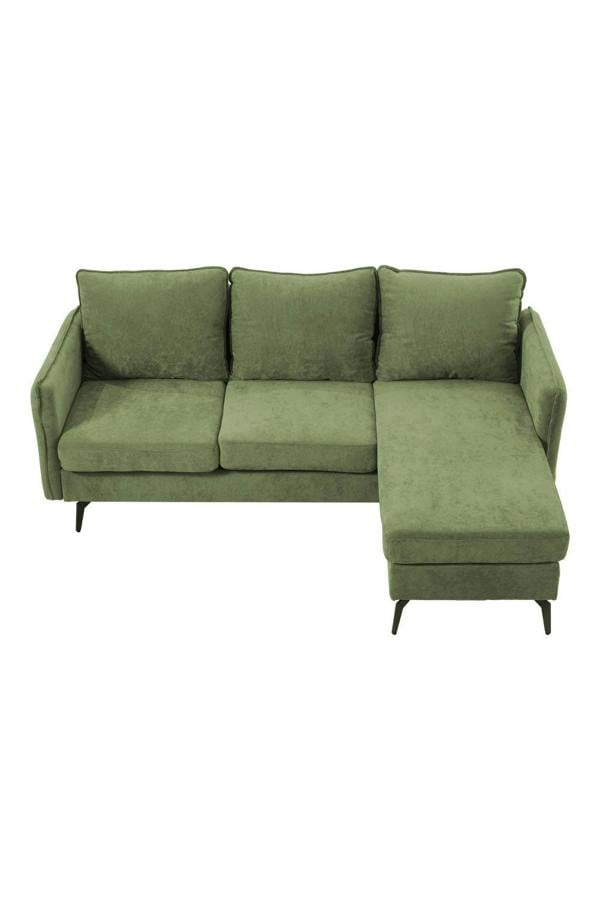 Living and Home 3-Seater Green Upholstered Corner Sectional Sofa