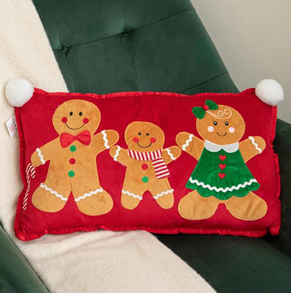 Samuel Alexander 30cm x 55cm Gingerbread Family Christmas Decorative Cushion