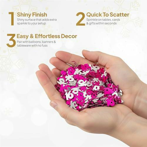 16th Birthday Pink and Silver Foil Confetti Pack for Party Tables and Celebration Displays image 6