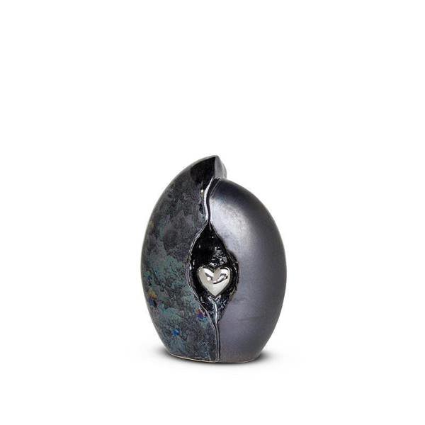 Memorials Direct Ceramic Urn (Graphite with Silver Heart)