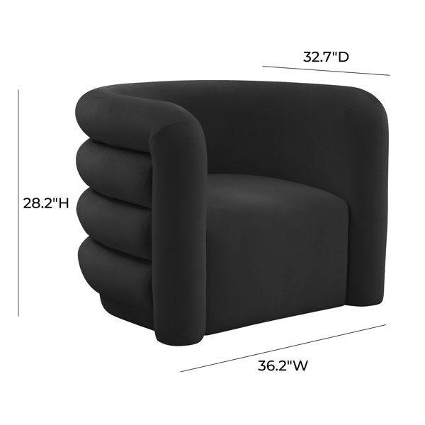 Furniture Edit Curves Black Velvet Lounge Occasional Accent Chair