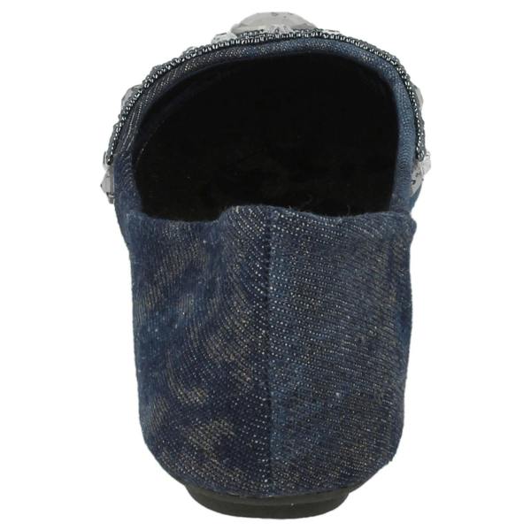 Spot On Ladies Spot On Denim Ballerina Jewel Beaded Vamp