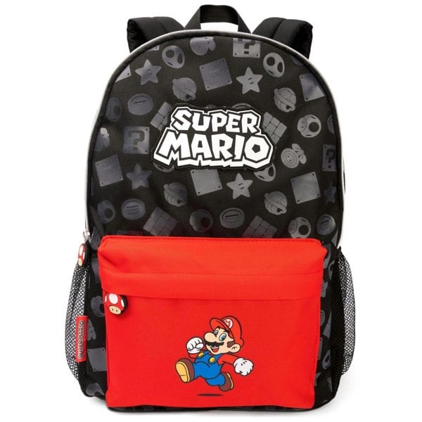 Super Mario All-Over Print Backpack - Black/Red