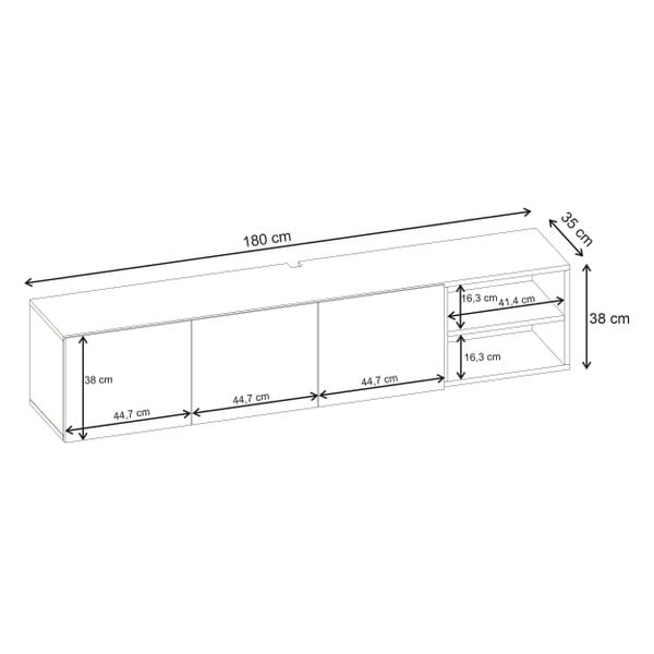 Decortie Conrad 180cm Floating TV Stand, Wall-Mounted Unit with 3 Soft-Close Doors & Open Shelves - Travertine