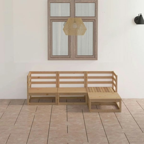 Berkfield 4 Piece Garden Lounge Set Honey Brown Solid Wood Pine