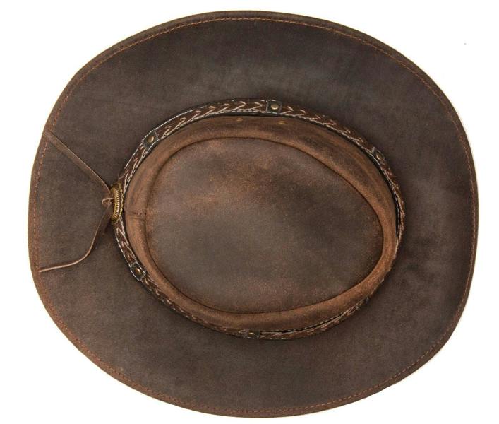 Infinity Leather Cowboy Aussie Real Leather Hat Australian Black Western Outback Bush Hat