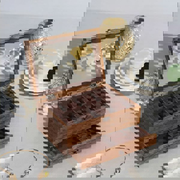 Rafaelo Mobilia 8 Slot Wooden Watch Lockable Box Rustic Walnut