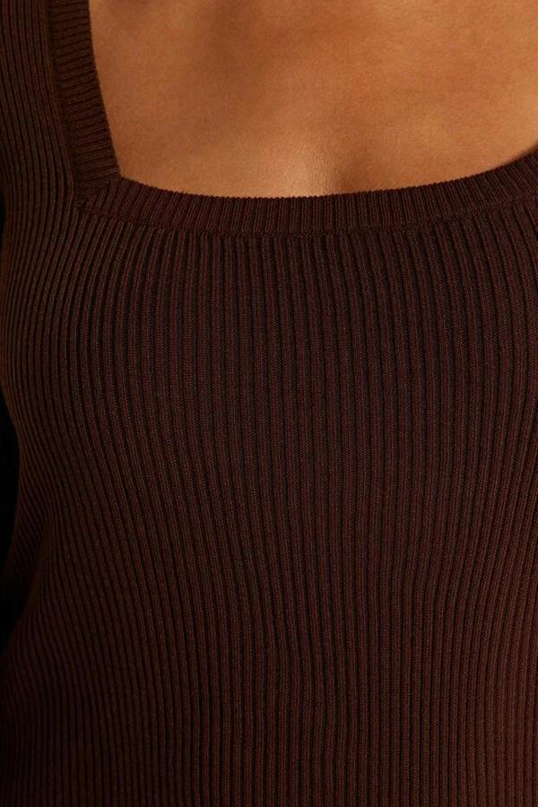 WOVCOR Button Detail Slit Knit Dress