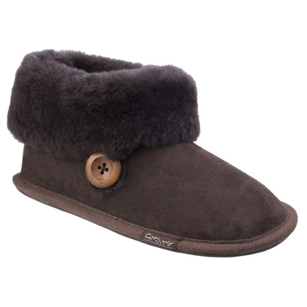 Cotswold Wotton Leather Women's Chocolate Slippers