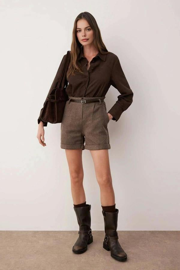 WOVCOR Cashmere Belted Shorts