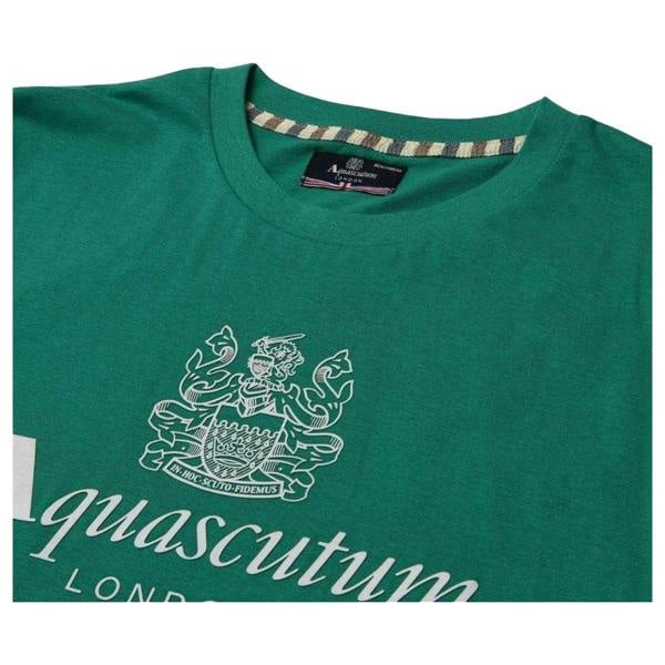 Aquascutum Mens Bordeaux Big Logo T-Shirt - Vibrant Green - 