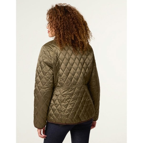 Blue Vanilla Diamond Quilted Cord Collar Coat