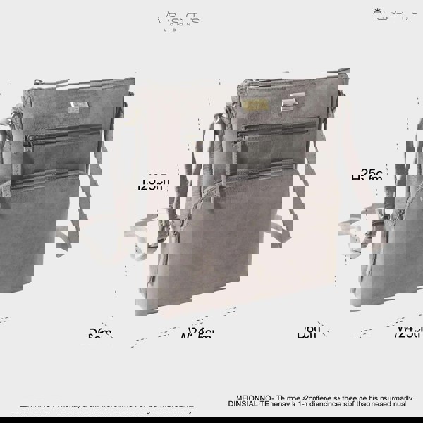 Assots London 'AGATHA' Distressed Grey Vintage VT Real Leather Crossbody Bag