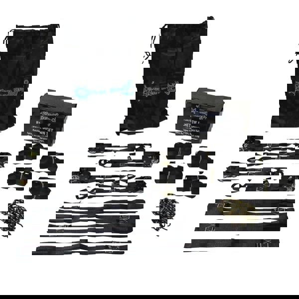 Soft Loop Tie Down Ratchet Straps Black (S Hook Lashing Bungee Cord Gift Set)