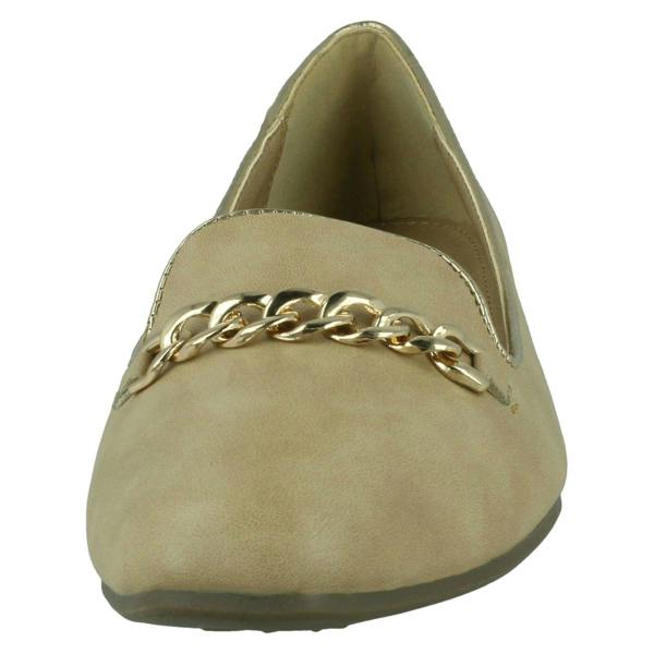 Spot On Ladies Spot On Chain Trim Flat Ballerina Shoes F80015