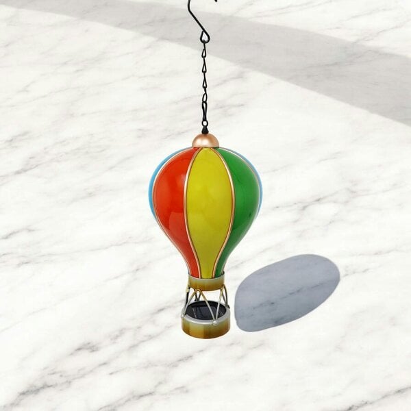 EDH Door Hardware Small Rainbow Solar Hot Air Balloon – Outdoor Hanging LED Light for Garden, Patio & Porch Décor (45cm x 14cm x 14cm)