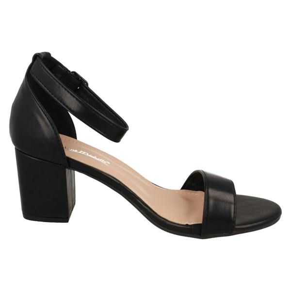Anne Michelle Ladies Anne Michelle Mid Block Heel Buckle Ankle Strap Wide Fitting Sandals F12104