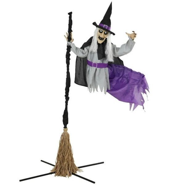 Bobobiy 200cm Life Size Animated Flying Witch Halloween Decorations Outdoor Indoor, Scary Halloween Animatronics Decor