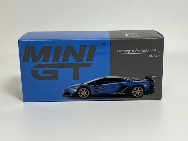 Mini GT Lamborghini Aventador SVJ 63 Blu Aegir LHD 1:64 Scale MGT00784L