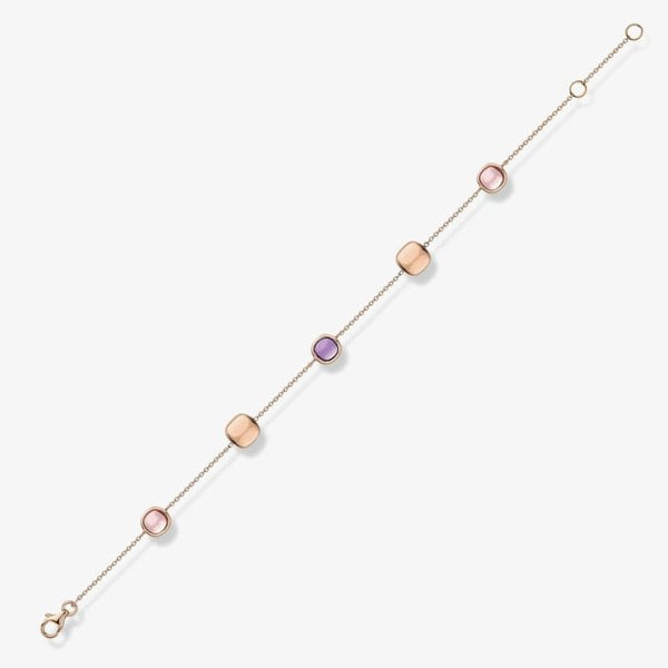 T. H. Baker 9ct Rose Gold Amethyst and Rose Quartz Bracelet CN554-07