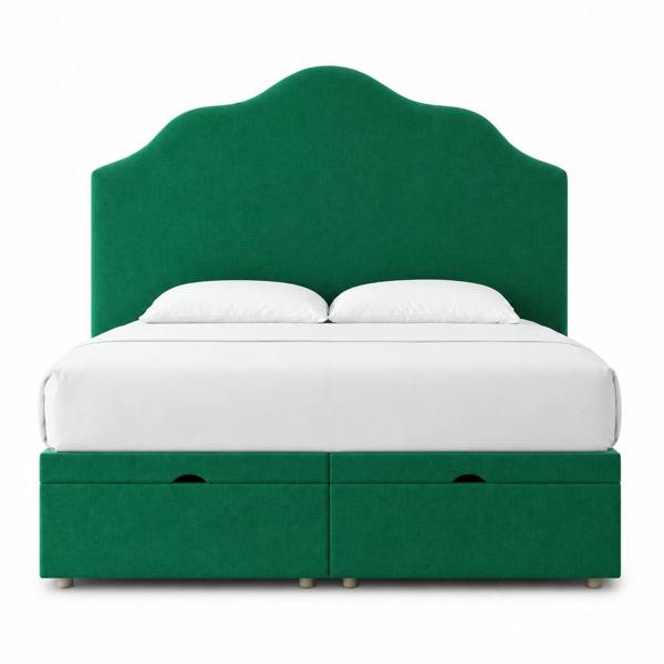 Great British Beds Paisley Divan Ottoman Bed - Green Plush