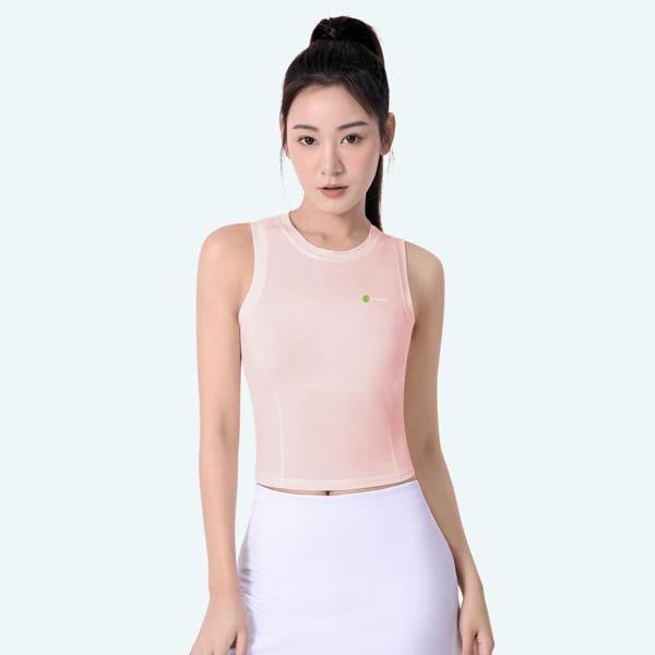 Anniou Raw Yarn Quick Dry Antibacterial Sports Vest - pink