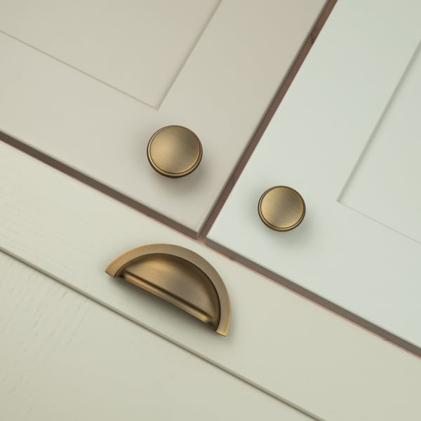 Handle & Home Dark Antique Brass Cabinet Knobs & Coordinating Cup Handle