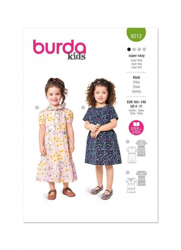 Burda Sewing Pattern 9212 Dresses For Kids, 4-11 (104-146) - Easy