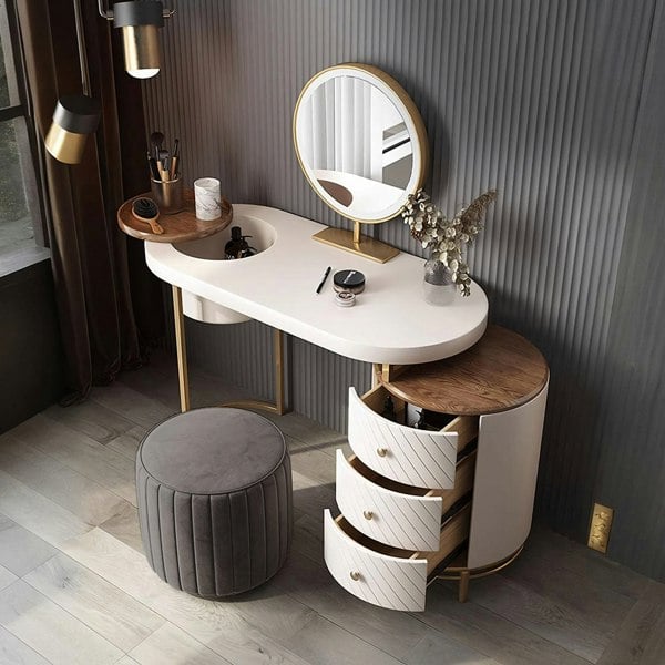 Weilai Concept Tandy Dressing Table With LED Mirror, White,  Makeup Vanity