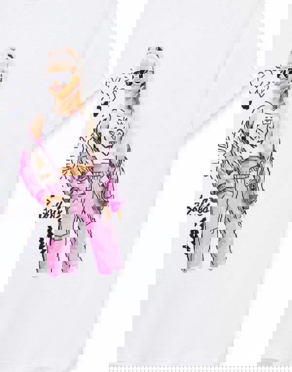 Barbie Girls White Doodle Pose Short Sleeved T-Shirt