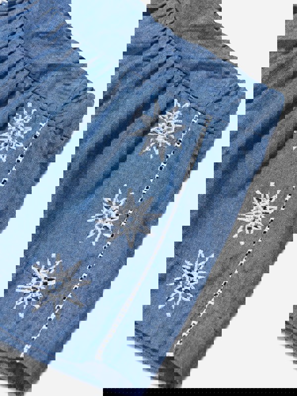 Chloé Baby Girls Chambray Embroidered Shorts in Blue