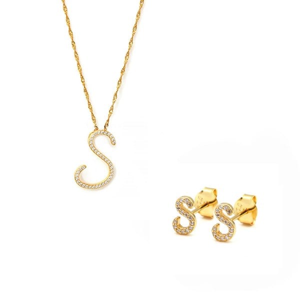 Say It With Luxe Initial Gift Set - Yellow Gold