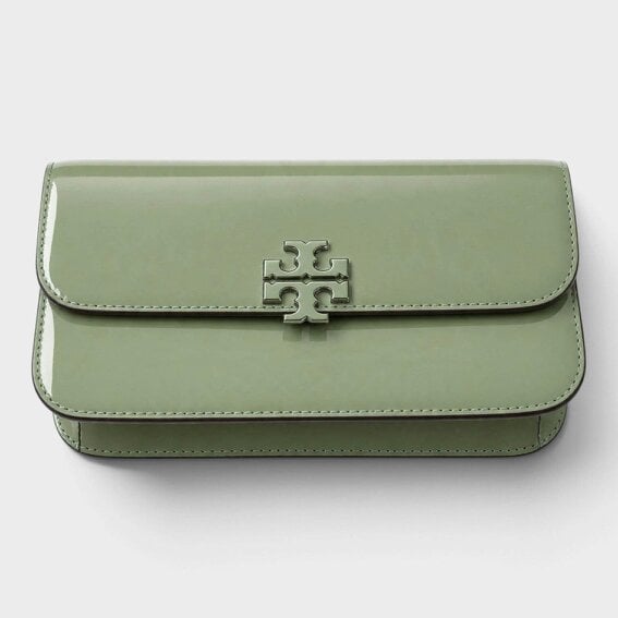 Tory Burch Britten Patent Chain Wallet Light Jade