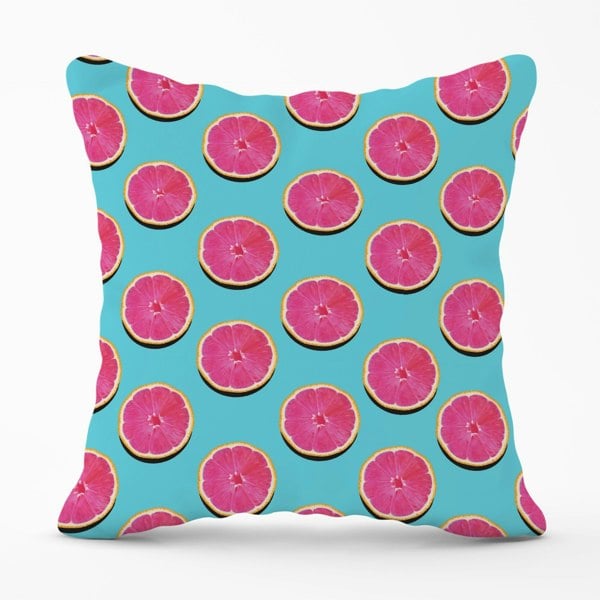 Warren Reed Fruity Pattern Of Pink Grapefruit Cushions