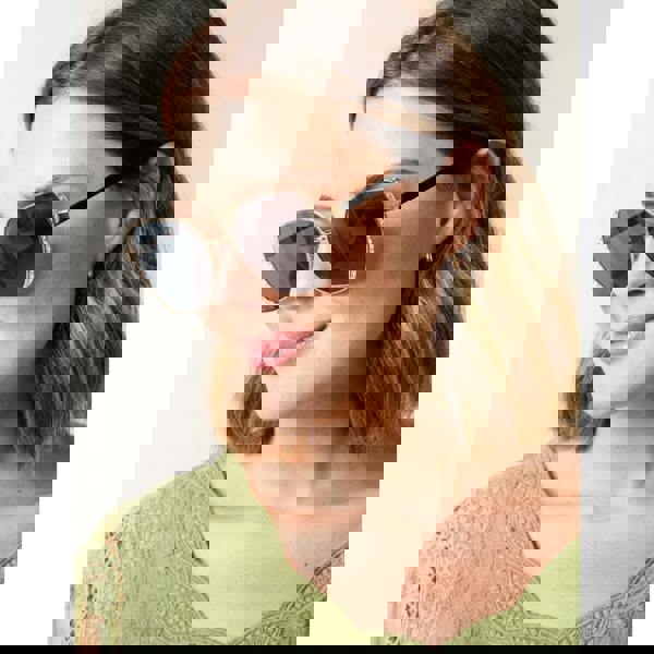 Blue Vanilla Gold Side Frame Oversized Sunglasses